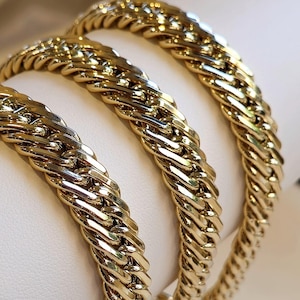 Genuine Real 18K Gold Curb Bracelet, 18K Pure Gold Chunky Link Chain Bracelet for Men/Women, 10MM, 18K(750) Gold Bracelet for Him/Her, Gift!