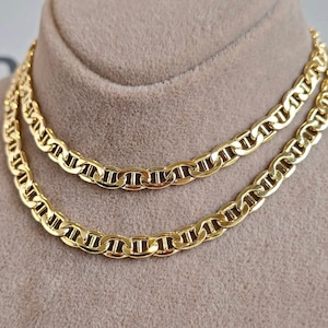 18K Solid Gold Anchor Chain Necklace, Real 18K Gold Anchor Links Necklace, 5mm thick _ 22 to 25.5 Inches, Real Gold Chain For Men and Women!