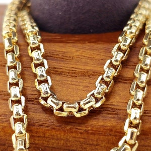 14K Gold Box Anklet Chain, Solid 14K Yellow Gold Round Box Anklet, Women&#39;s Gold Link Anklet 9&quot; - 10.5&quot;_ 2.88mm, Birthday Gift, Gift for Her!