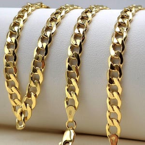 18K Solid Gold Curb Bracelet, Genuine 18K Yellow Gold Miami Curb Links Bracelet for Men/Women, 6MM Thick, Real Gold Chain Bracelets, Gift!