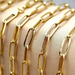 18K Solid Gold Paperclip Chain Necklace, 18K Yellow Gold Paperclip Necklace, Gold Links Chain Men/Women , 3.80MM, Birthday, Christmas Gift!