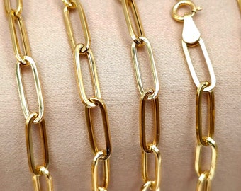 18K Solid Gold Paperclip Chain Necklace - 3.80MM Gold Links