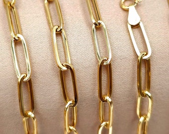 Collar con cadena de eslabones tipo clip de oro macizo de 18 quilates - Eslabones de oro de 3,80 mm