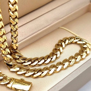 18K massief gouden Miami Cubaanse ketting of armband: grove schakelketting, unisex