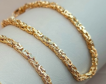 Collier & Bracelet pour homme et femme à chaîne en or jaune 18K GP (7 mm)  28'' & 30