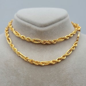 14K Solid Gold Rope Chain Necklace, Real 14K Gold Rope Chain, Specialty 5mm wide Rope Necklace for Men & Women, Yellow 14K Gold Rope Chain!