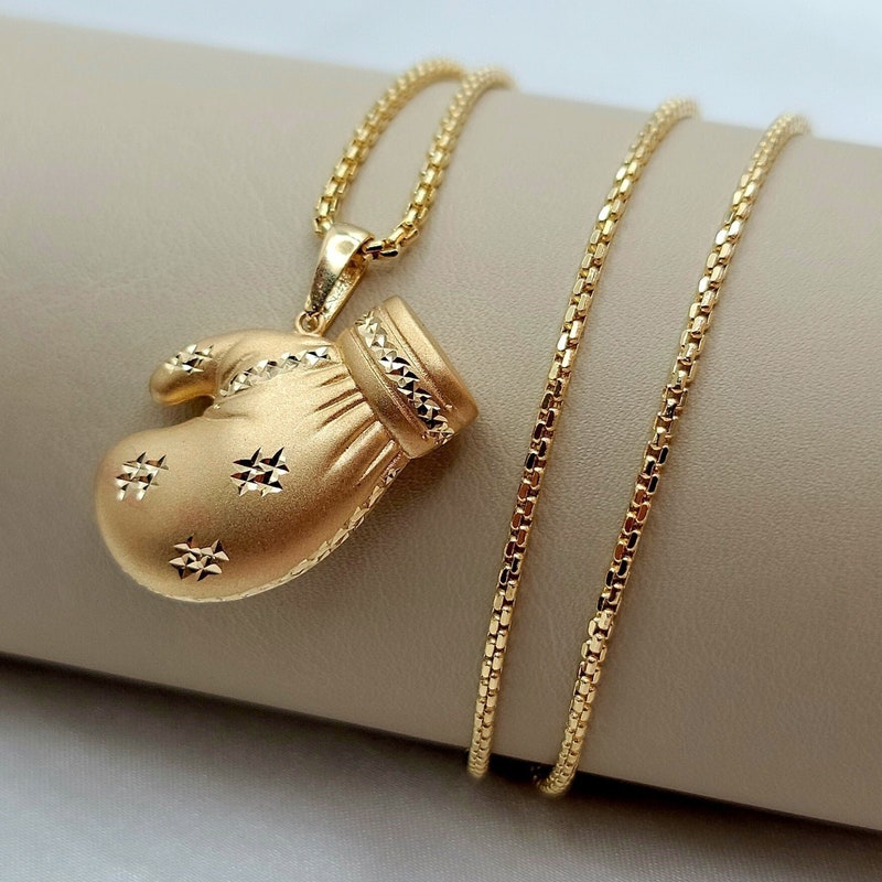 Gold Boxing Gloves Necklace Etsy