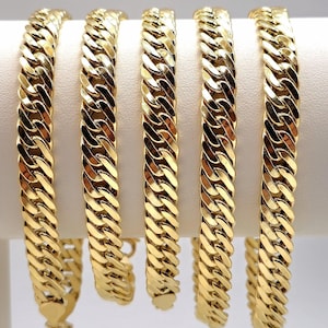 Genuine Real 18K Gold Curb Bracelet, 18K Pure Gold Chunky Link Chain Bracelet for Men/Women, 8MM, 18K(750) Gold Bracelet for Him/Her, Gift!