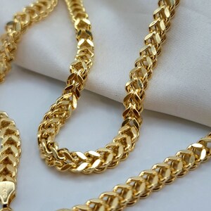 14K Solid Gold Franco Chain Necklace, Real 14K Gold Foxtail/Wheat Chain, 5mm _ 2227.5 Real Gold Chain for Men/Woman, Gift For Her/Him image 2