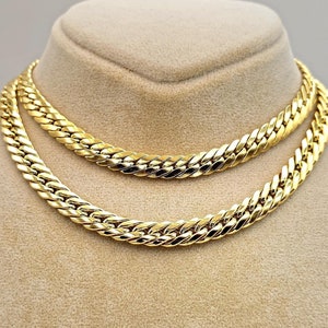 18K Solid Gold Curb Chain Necklace, Genuine 18K Gold Tight Curb Link Chain for men/Women, 7.30mm_16&quot;-19.75&quot; Real 18K Gold Chain for Him/Her!