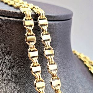 18K Solid Gold Anchor Chain Necklace, Real 18K Gold Mariner Anchor Chain for Men & Women, 6.5mm thick_ 20&quot;- 24&quot; Gold Flat Anchor Link Chain!