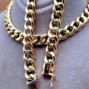 18K Solid Gold Curb Links Chain Necklace, Real 18K Yellow Gold Miami Cuban Chain, 8.90MM Thick, Solid Gold Chain for Men/Women, Pure Gold!