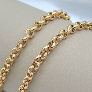 18K Rolo Solid Gold Chain Necklace for Men & Women, Real 18K Gold 16"_22"- 5MM Thick, Pure 18K Real Gold Chain for Him/Her - Birthday Gift!