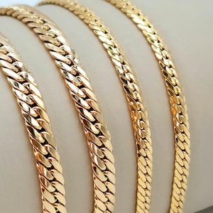 18K Solid Gold Curb Chain Necklace, Pure 18K Gold Curb Link Chain for Men & Women, 4_5.5mm thick_16&quot; to 24&quot; Real 18K Gold Chain for Him/Her!
