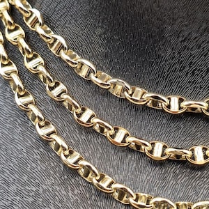 18K Solid Gold Anchor Chain Necklace, Genuine 18K(750) Yellow Gold Mariner Links Chain, 4.5MM Thick, Real Gold Chain for Men & Women, Gift!