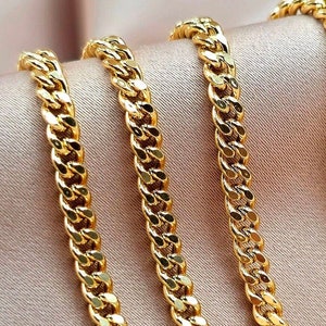 18K Curb Real Gold Chain Bracelets, Solid 18K Gold Miami Cuban Links Bracelets, 2MM_3MM Thick Real Gold Bracelet for Him/Her, Birthday Gift!