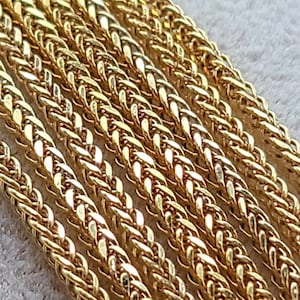 18K Yellow Gold Franco Chain Necklace, 1.5mm Foxtail Chain