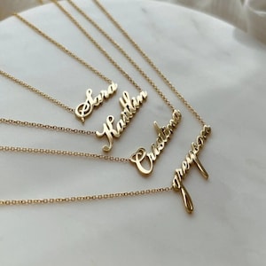 Collar con nombre de oro macizo de 18k, 14k - Joyería personalizada - Regalo para ella-Collar inicial-Collar de oro-Collar personalizado-Regalo de aniversario!