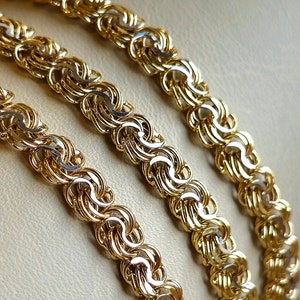 18K Solid Gold Twisted Curbed Cable Bracelet, 18K Gold Interlocking Link Bracelet for Women/Men, 6mm Thick, Real Gold Bracelet For Her/Him!