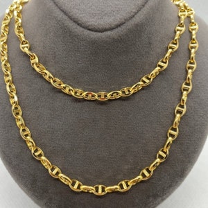 18Kt Solid Gold Anchor Mariner Chain Necklace, Real 18K Yellow Gold Anchor Chain for Men & Women, Real Gold Anchor Chain, Gift for Him/Her!