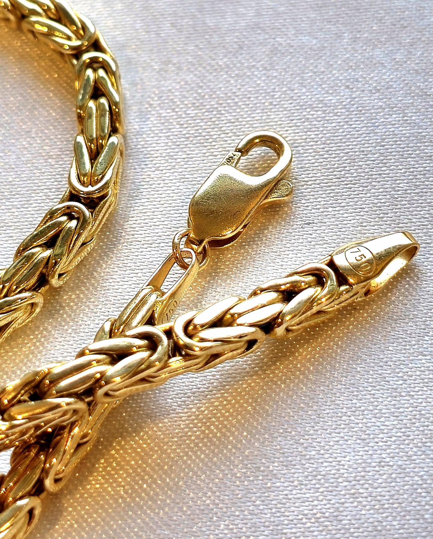 18K Gold Byzantine Chain Necklace: Solid Yellow Gold, 3.8MM Thick