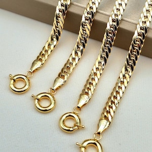 18K massief gouden schakelketting: 4-5,5 mm, 16-24 inch puur goud afbeelding 8