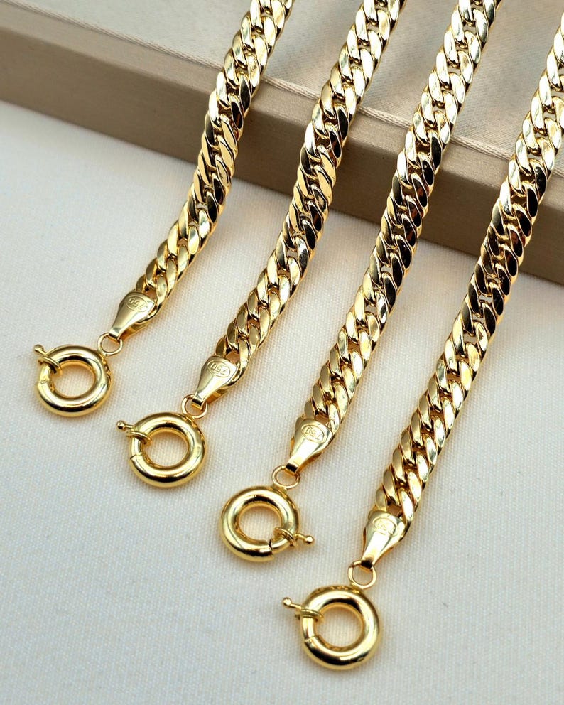 18K massief gouden schakelketting: 4-5,5 mm, 16-24 inch puur goud afbeelding 8