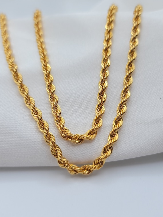Buy 14K Solid Gold Rope Chain Necklace, 4.5mm 23.5 Real 14K Gold