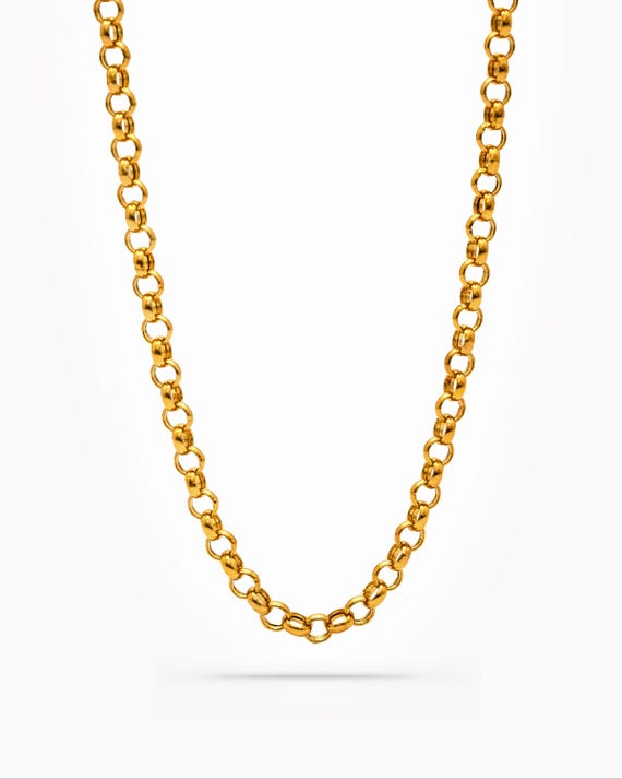 18Kソリッドゴールドロロチェーンネックレス 4mm – クラシックな