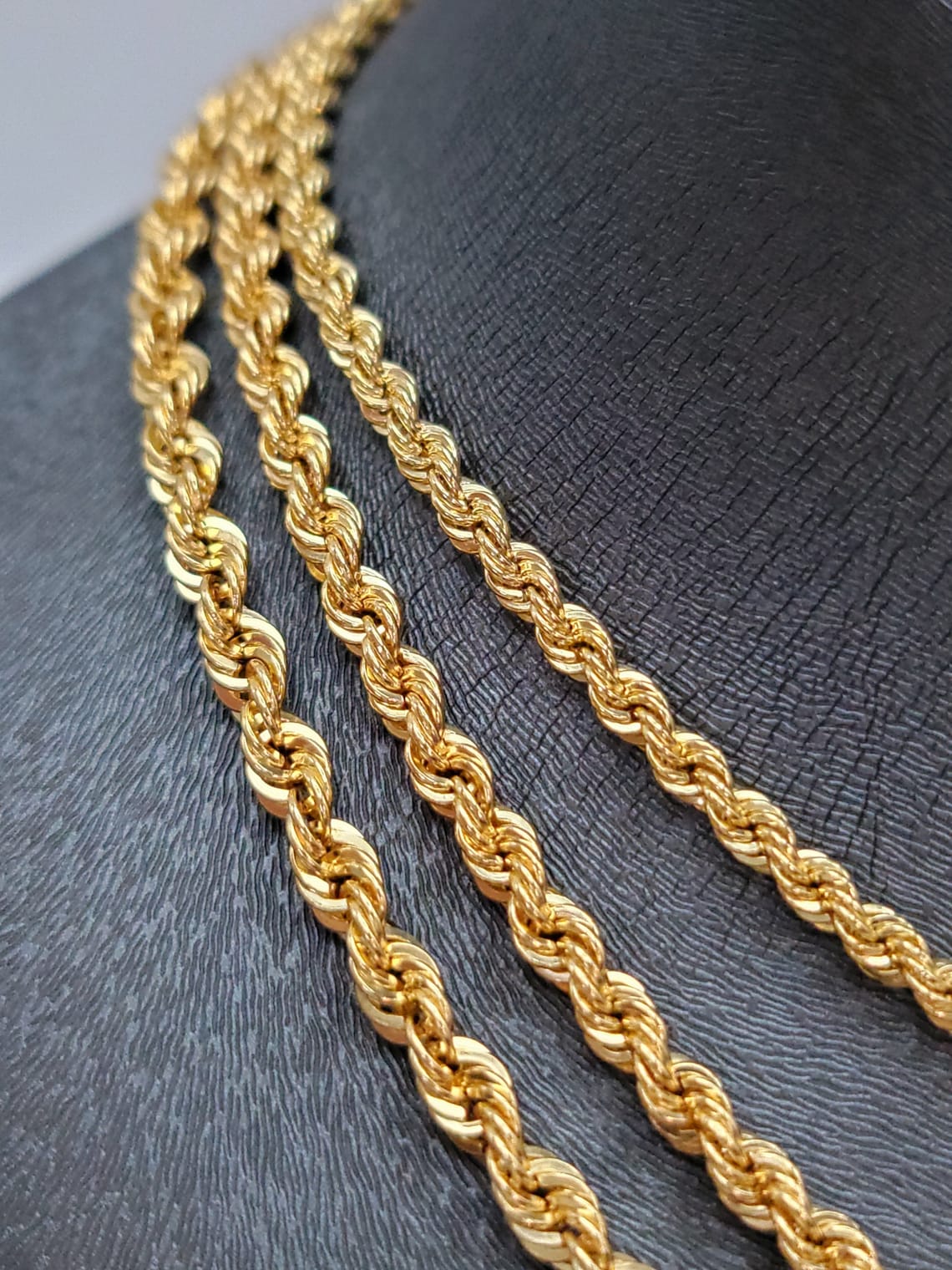 14K Solid Gold Rope Chain Necklace 14K Yellow Solid Gold Rope Etsy