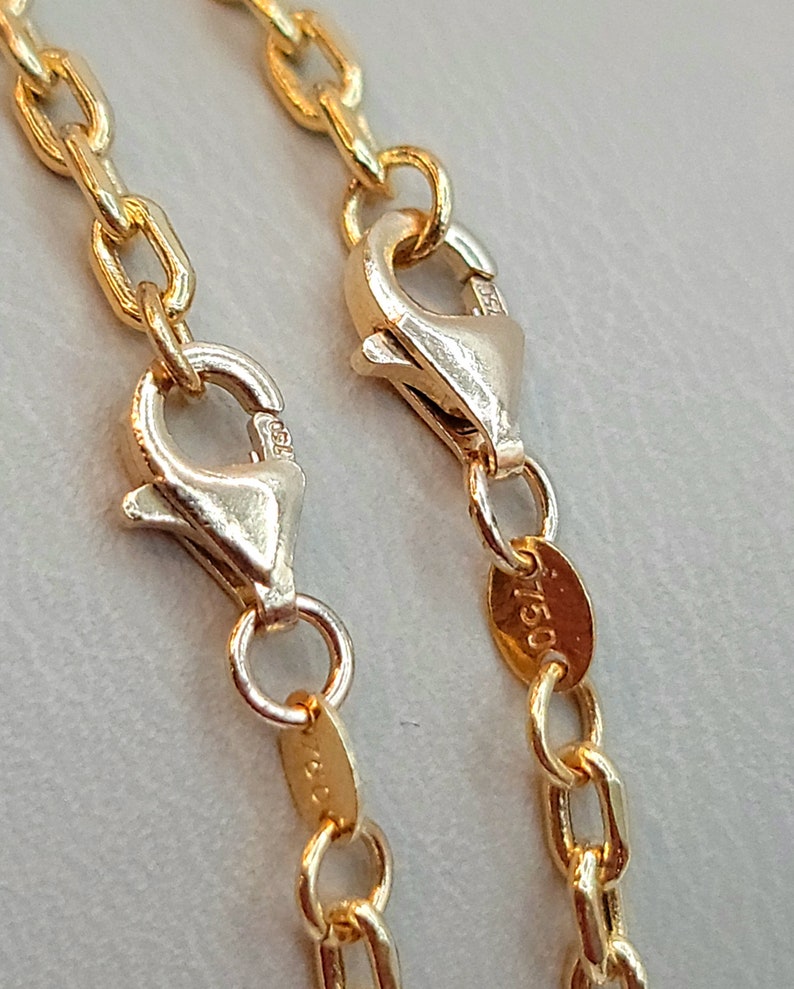 18K Solid Gold Cable Chain Necklace, Solid Links 18K Gold Cable Chain