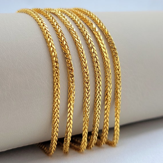 18K Solid Gold Franco Chain Necklace Pure 18K Gold Foxtail Links