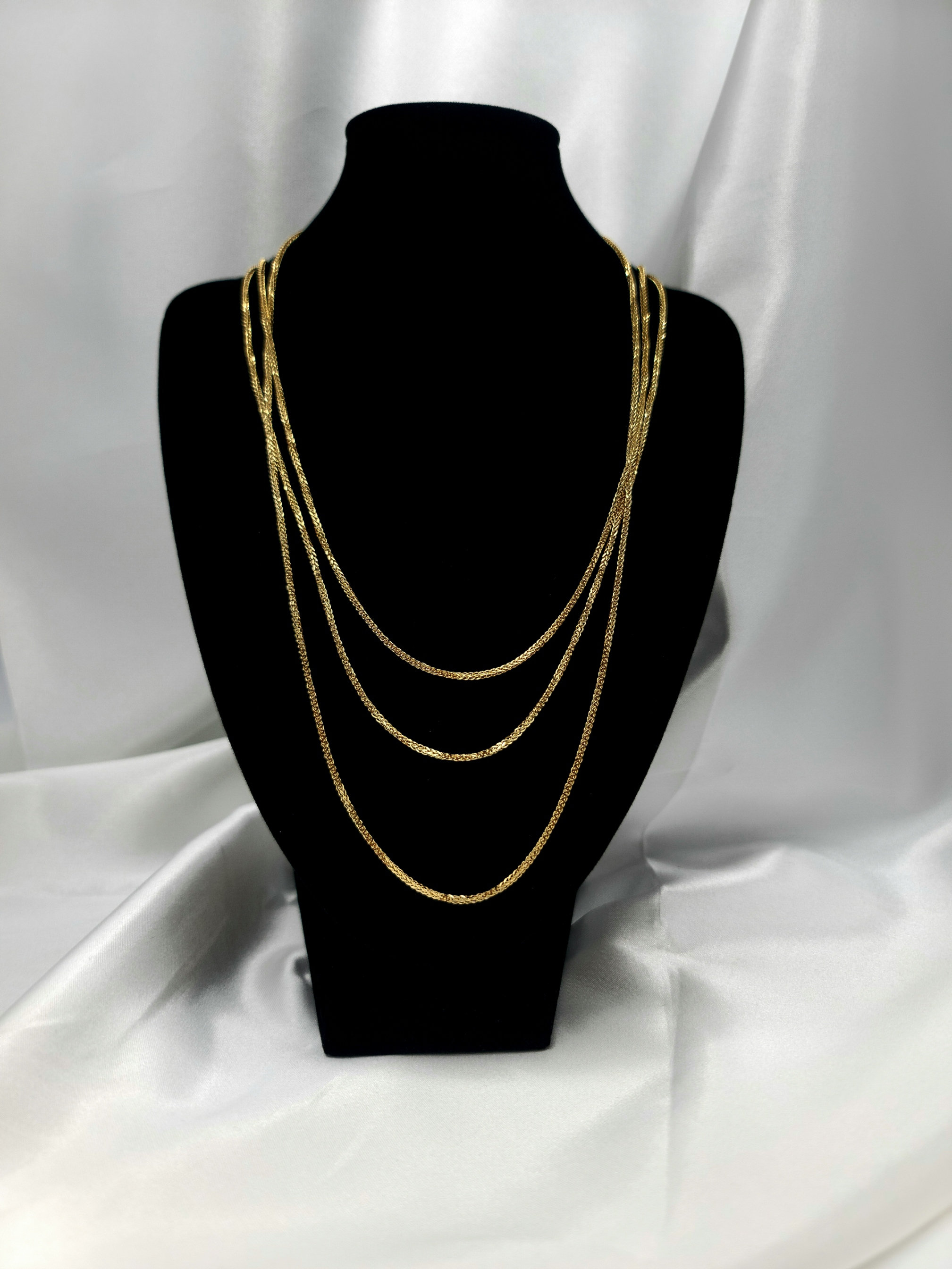 18K Solid Gold Foxtail Chain Necklace: 2mm Thick, 20-24 Inch