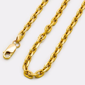 Collar de cadena de oro macizo de 14 quilates: eslabones con corte de diamante de 4 mm a 5 mm. imagen 6
