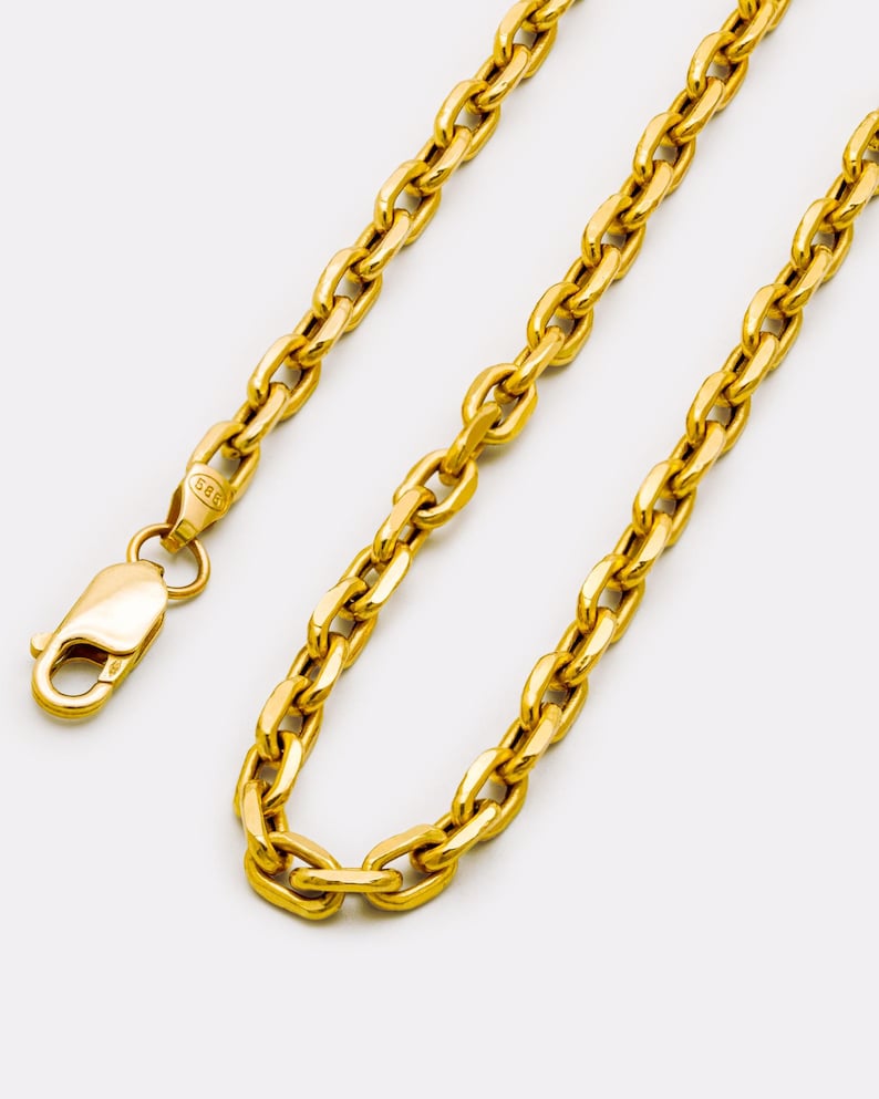 Collar de cadena de oro macizo de 14 quilates: eslabones con corte de diamante de 4 mm a 5 mm. imagen 6