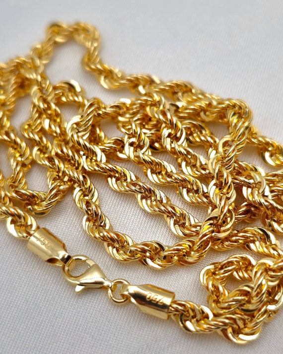 18k Yellow Gold 18k Solid Gold Rope Chain 4mm 254 Luxe Link Rope