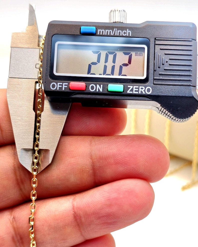 18K Solid Gold Cable Chain Necklace, Solid Links 18K Gold Cable Chain