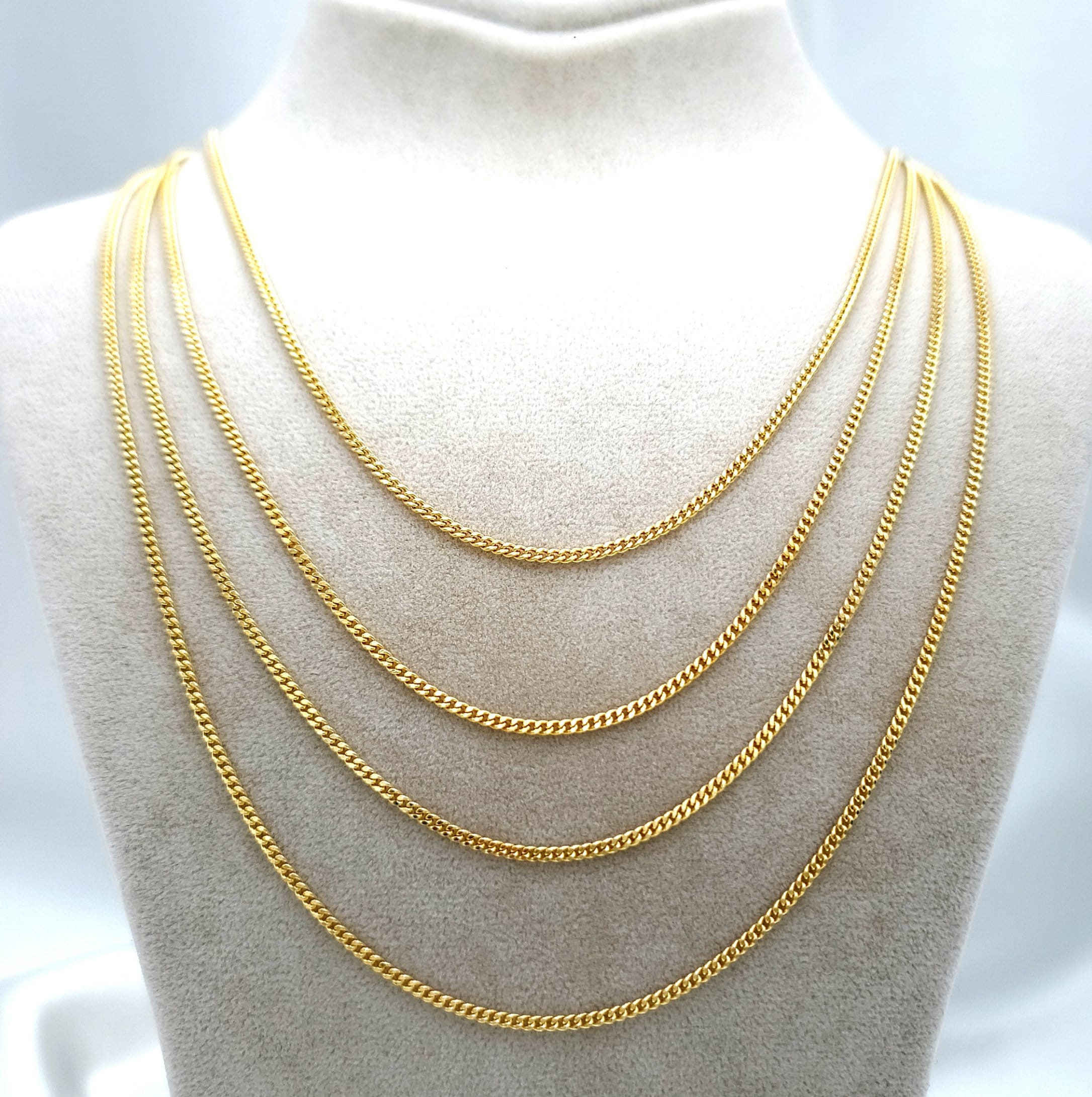 Elegant Gold stackable 18 inch 20” 24 inch Cuban 18K Yellow Gold Cuban Link Chain Necklace 16 main image 3