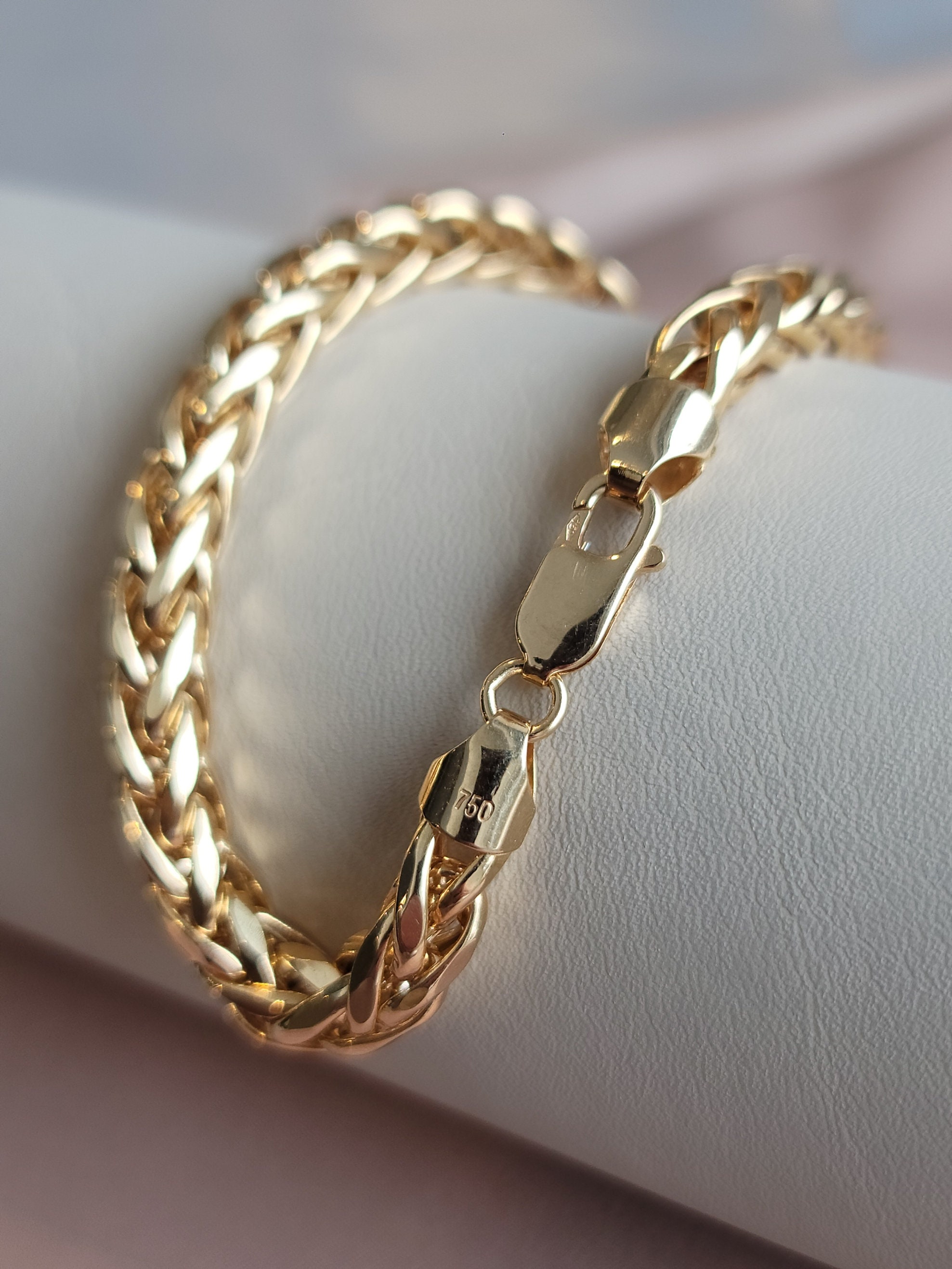 DJADEE 18k Gold Plated Stainless Steel Curb Bracelet - Adjustable 