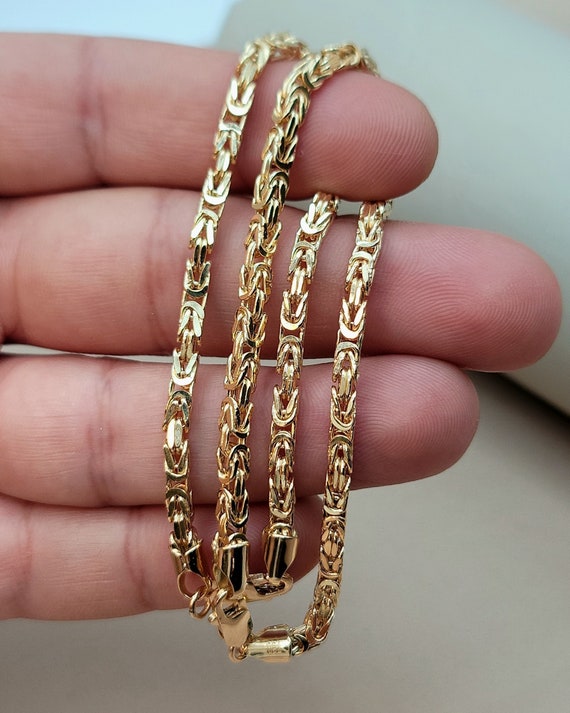 18K Yellow Solid Gold Byzantine Bracelet Chain 18K Pure Gold Byzantine 3.5mm Thick 7 8.5 Lengths 18K Real Gold Bracelet for Men women Etsy