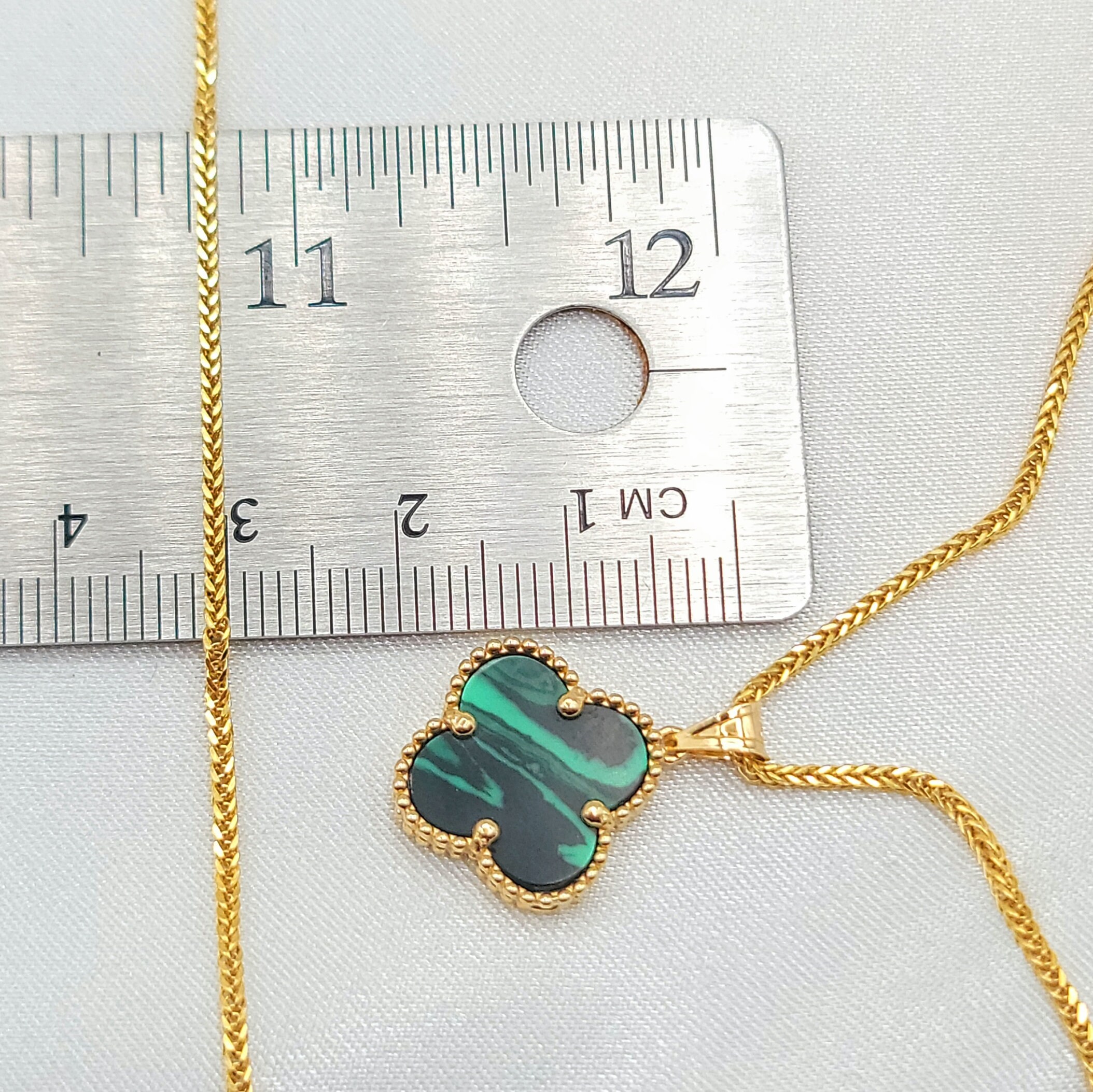 18K Solid Gold Flower Necklace Gold Double Sided DiamonCut Cubic