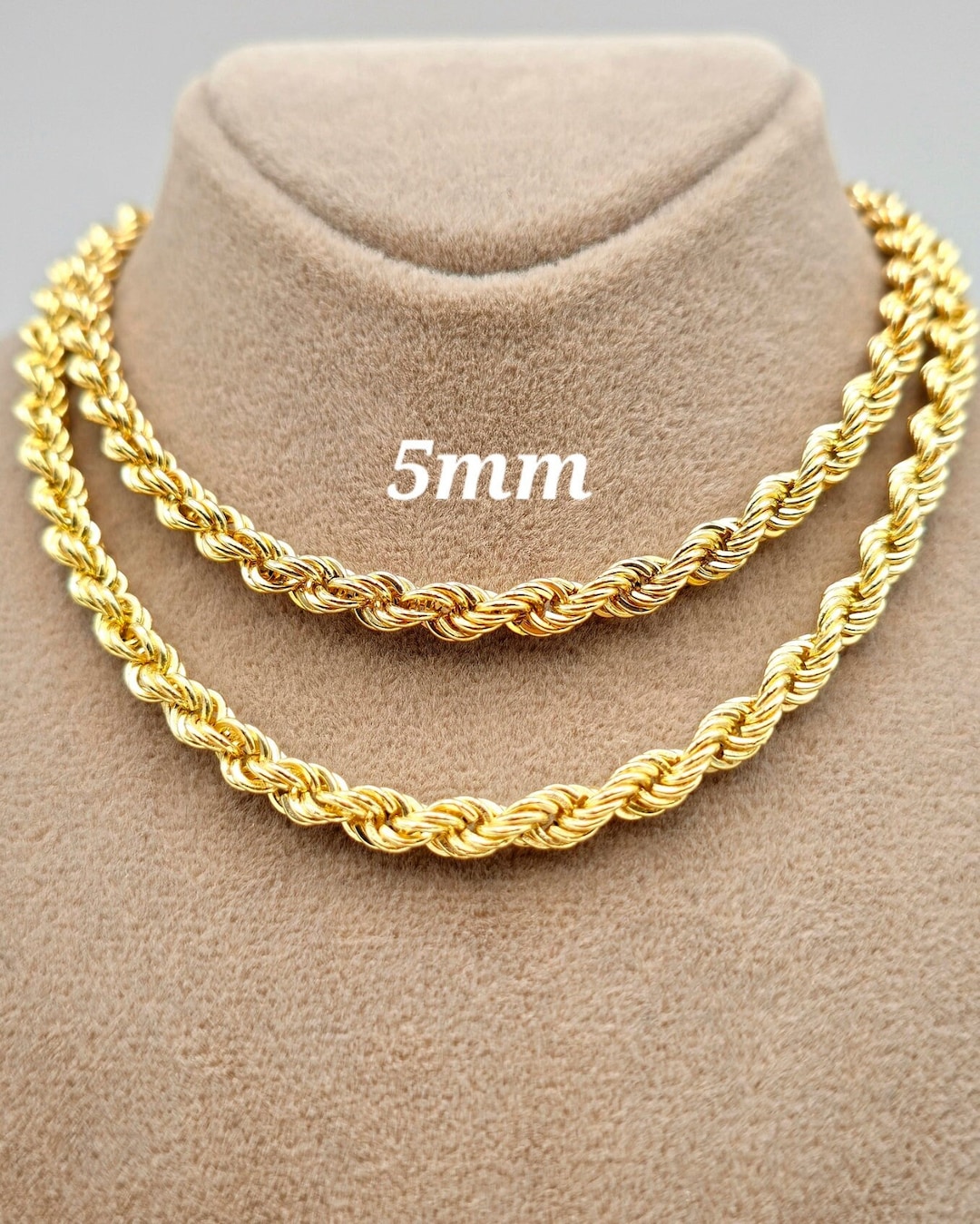 14Kゴールドチェーンネックレス ソリッド14Kゴールドロープチェーンネックレス：ピュアイエロー