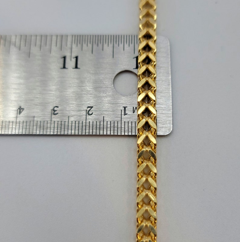 14K Solid Gold Franco Chain Necklace, Real 14K Gold Foxtail/Wheat Chain, 5mm _ 2227.5 Real Gold Chain for Men/Woman, Gift For Her/Him image 9
