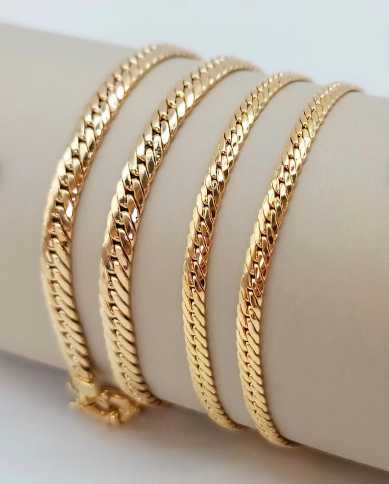 18K massief gouden schakelketting: 4-5,5 mm, 16-24 inch puur goud afbeelding 6