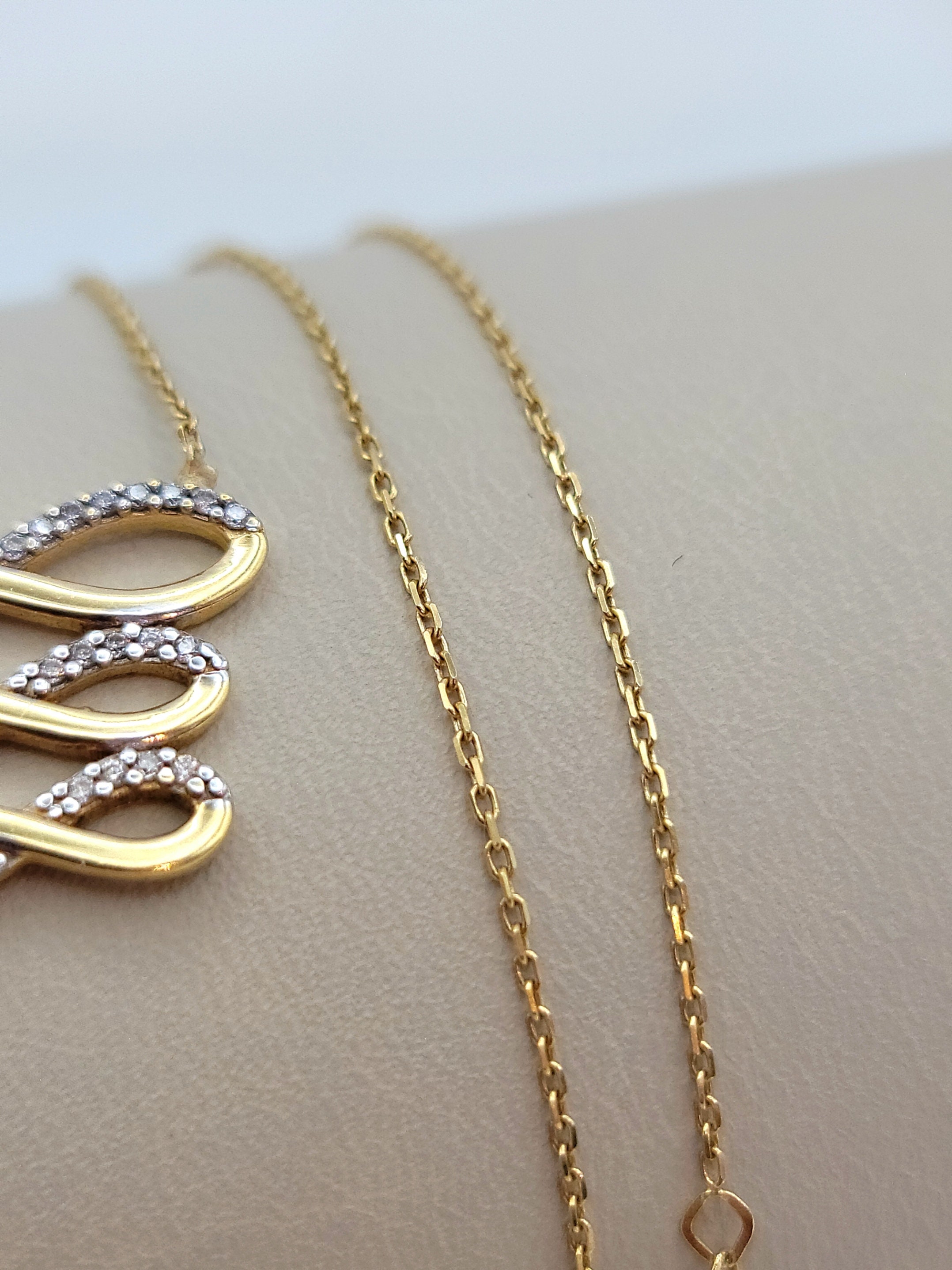 18K Solid Gold Infinity Necklace, Real 18K Gold Infinite 18K Solid Gold Infinity Necklace, Real 18K Gold Infinite