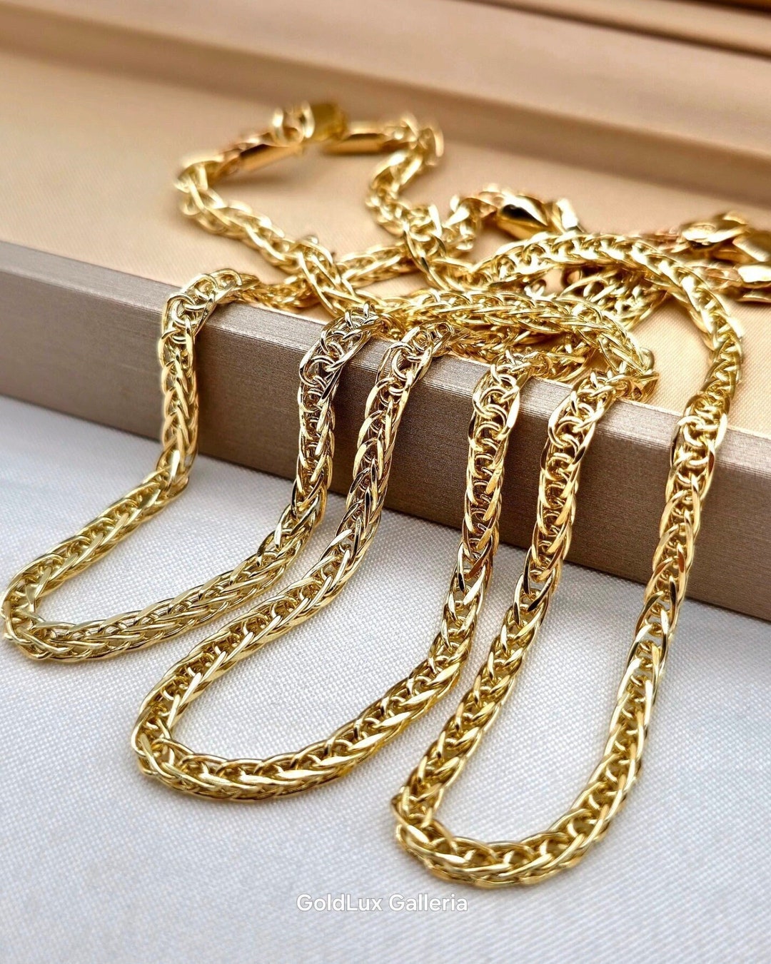 Cavigliera Catena Bismark Taglio Diamante 14k Oro Giallo 10 Pollici - Goldum NYC