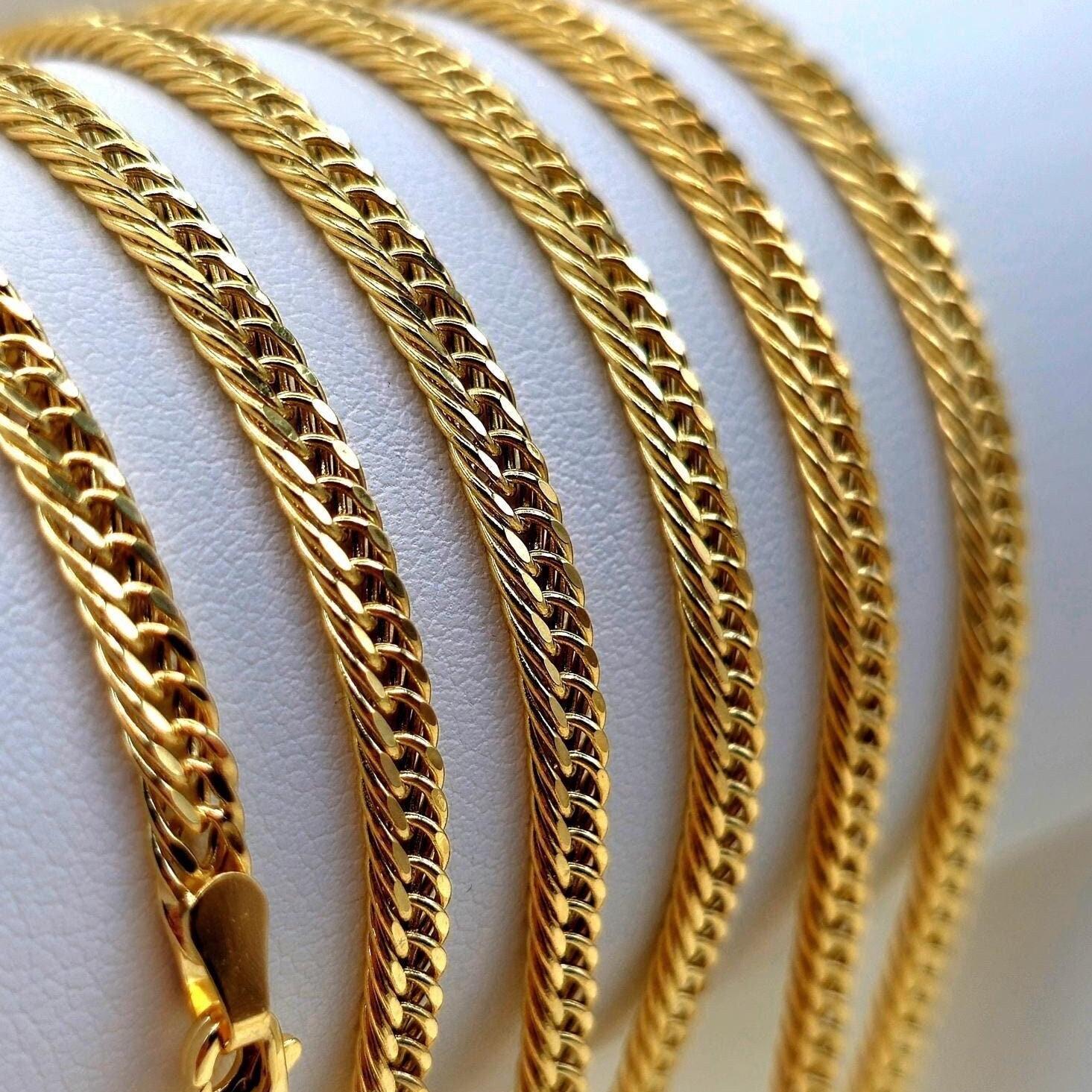 18K Solid Gold Curb Chain Necklace, Pure 18K Yellow Gold Tight-Link Curb Chain for Men/Women, 3.80MM Thick, Real 18K Gold Chain for Him/Her!