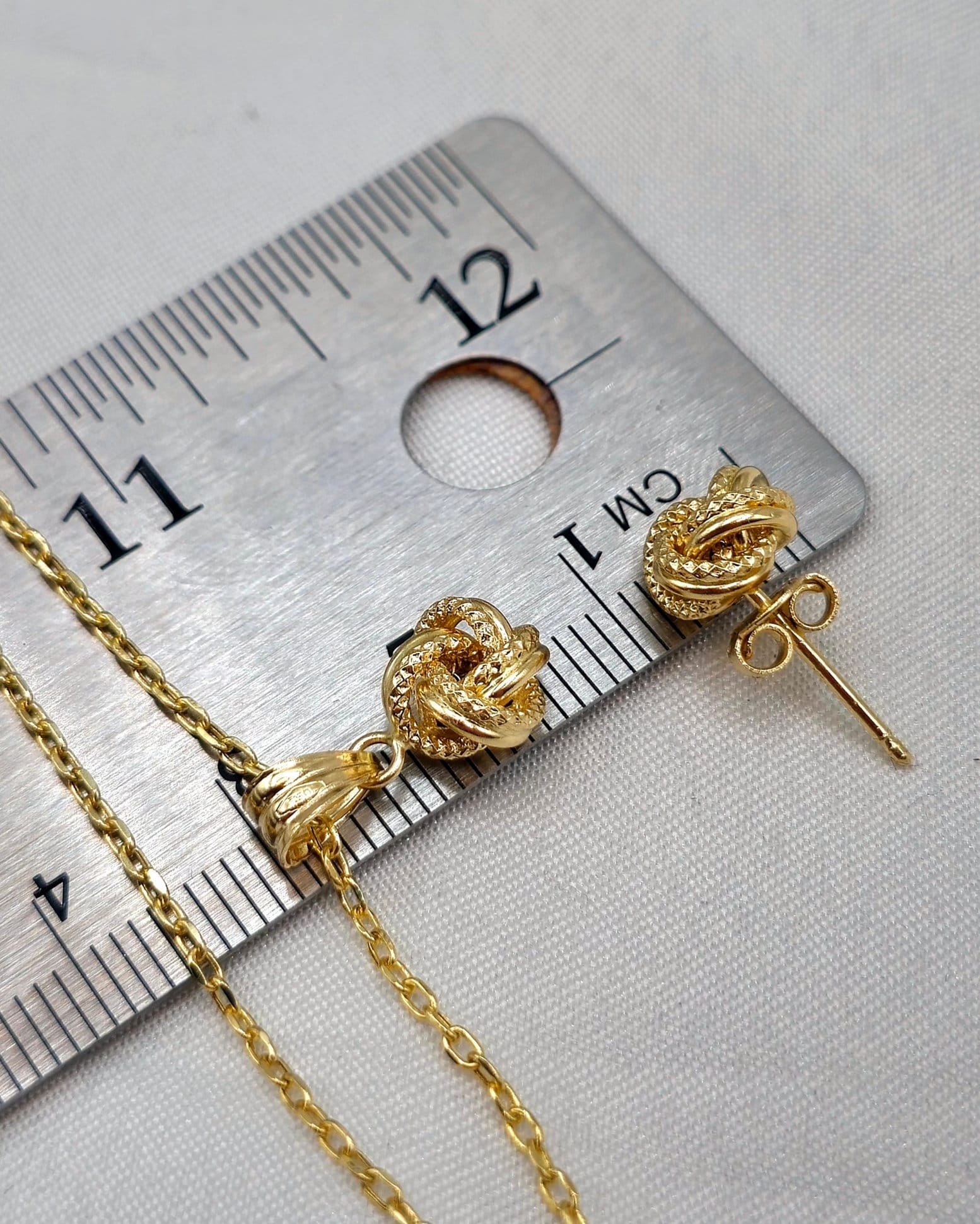 LUVA Orecchini A Nodo D'amore In Acciaio Inox Placcato Oro 18 Carati, Impermeabili, Ipoallergenici, 19x14.5 Mm - 2