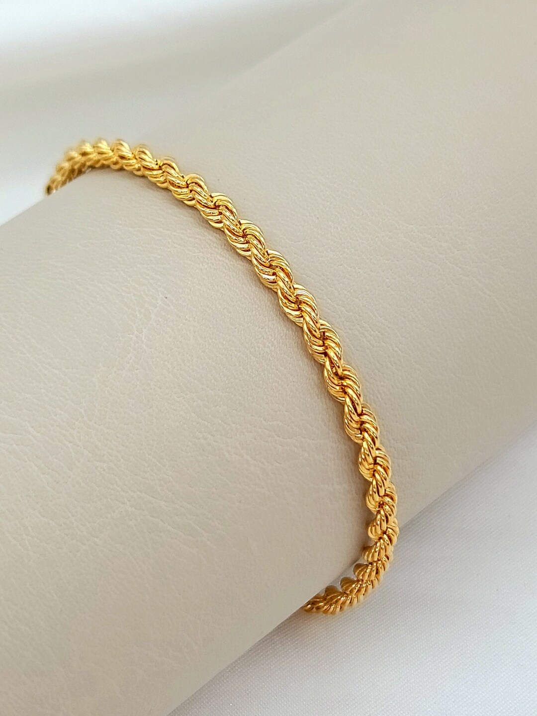 14K Solid Gold Rope Bracelet Chain Real Gold Rope Bracelet Etsy
