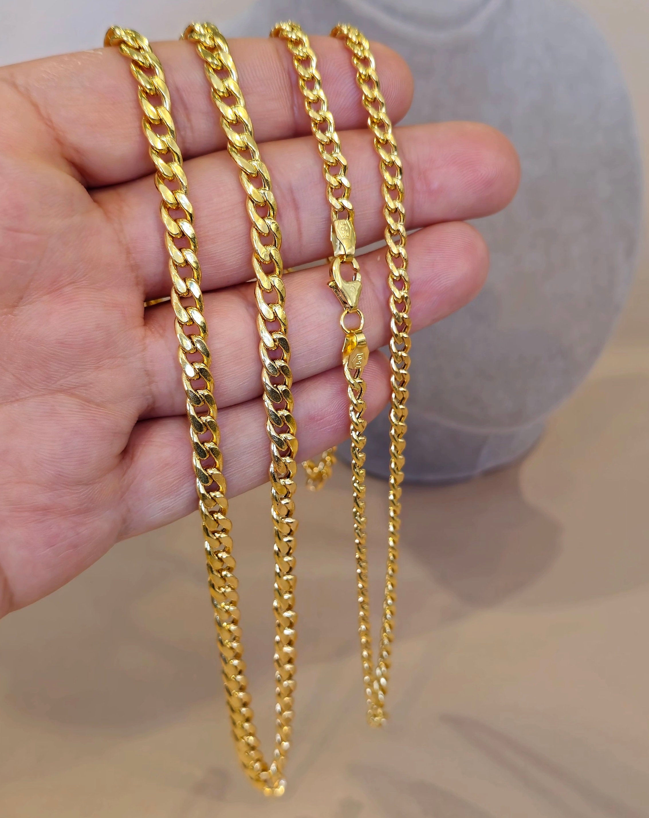 Catena Cubana Miami In Oro 14k: 2,90 Mm/3,70 Mm